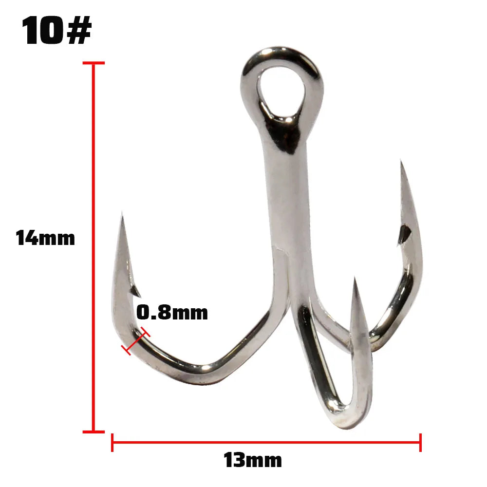 Treble Fishing Hooks – High Strength Barbed Nickel Anti-Rust Hooks, Sizes 2#–12# for Saltwater & Lure Fishing