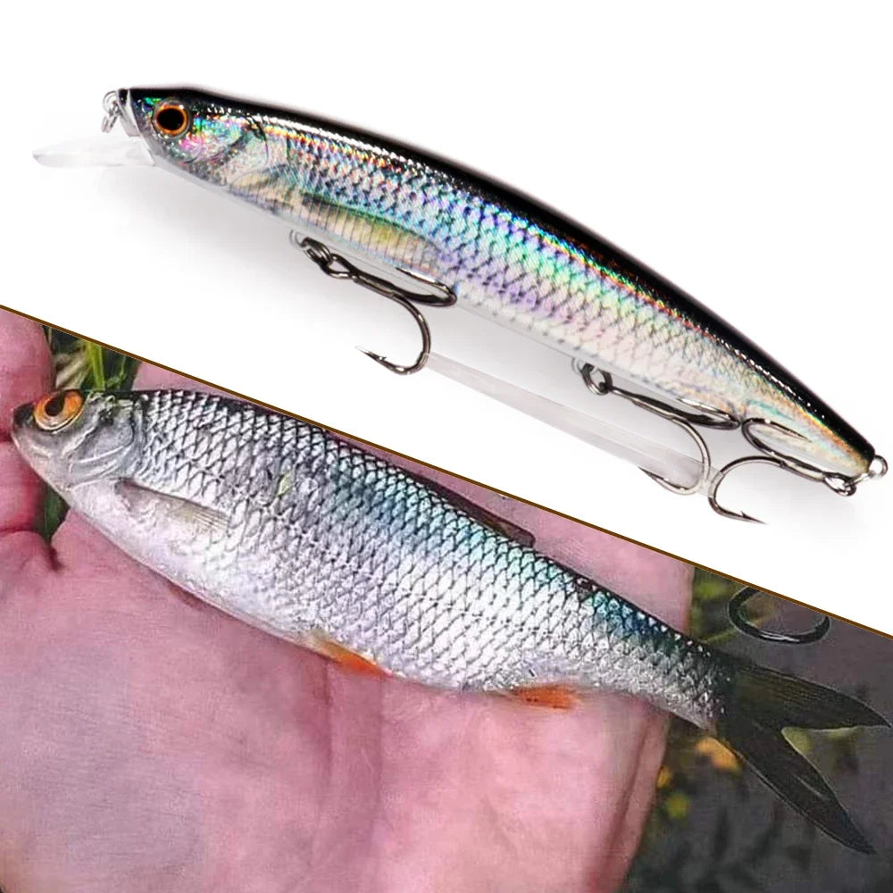 GOBAIT Floating Minnow 14cm 24g Top Water Fishing Lure Weight System HardBait Suspending Wobbler 3 Treble Hooks Jerk Bait 0-1.5m