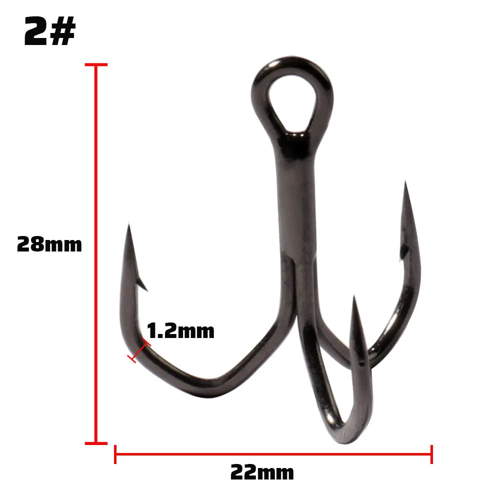 Treble Fishing Hooks – High Strength Barbed Nickel Anti-Rust Hooks, Sizes 2#–12# for Saltwater & Lure Fishing