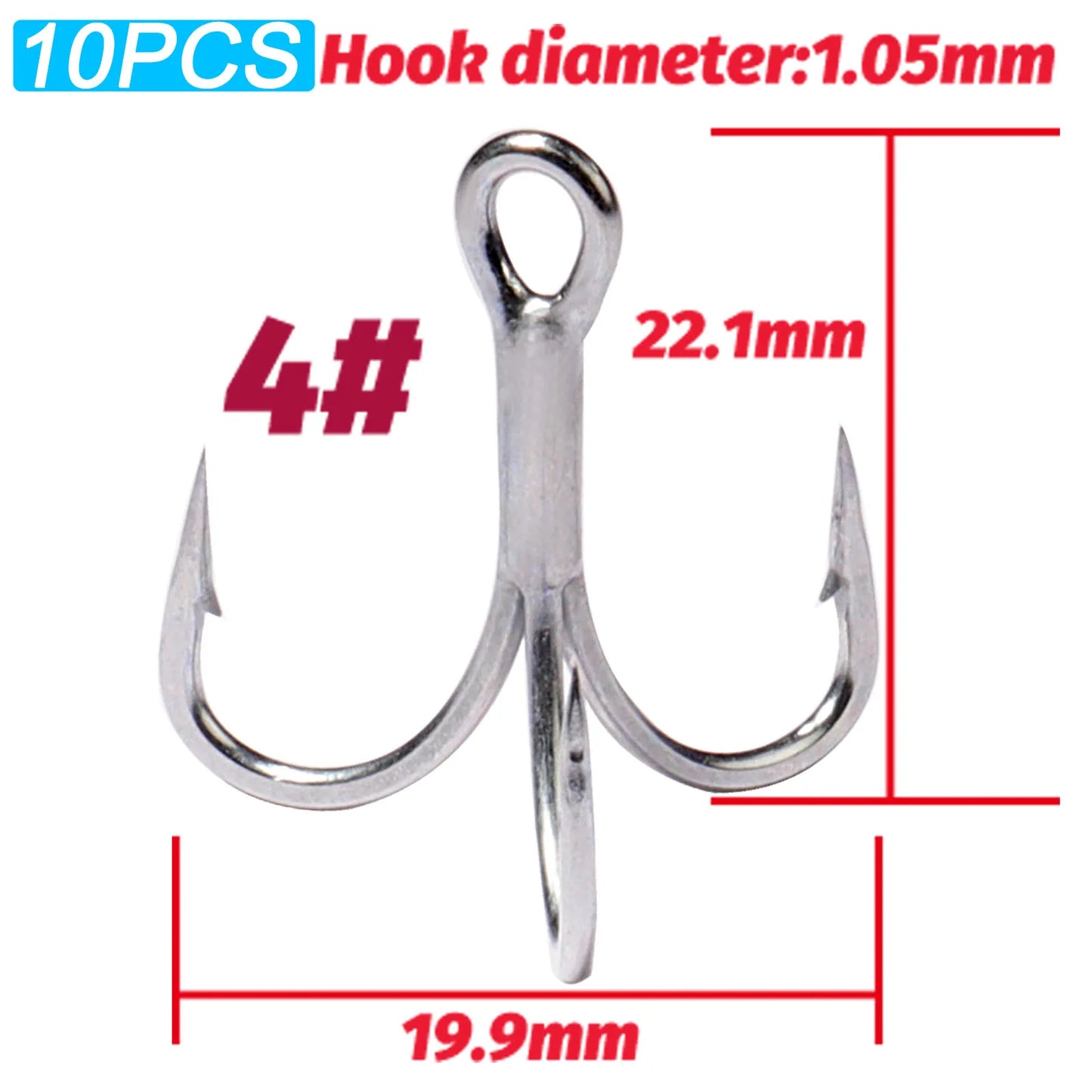 Treble Fishing Hooks – Sharp Barbed High Carbon Steel Hooks with Nickel Anti-Rust Coating, Sizes 2#–10# for Lures & Carp Fishing
