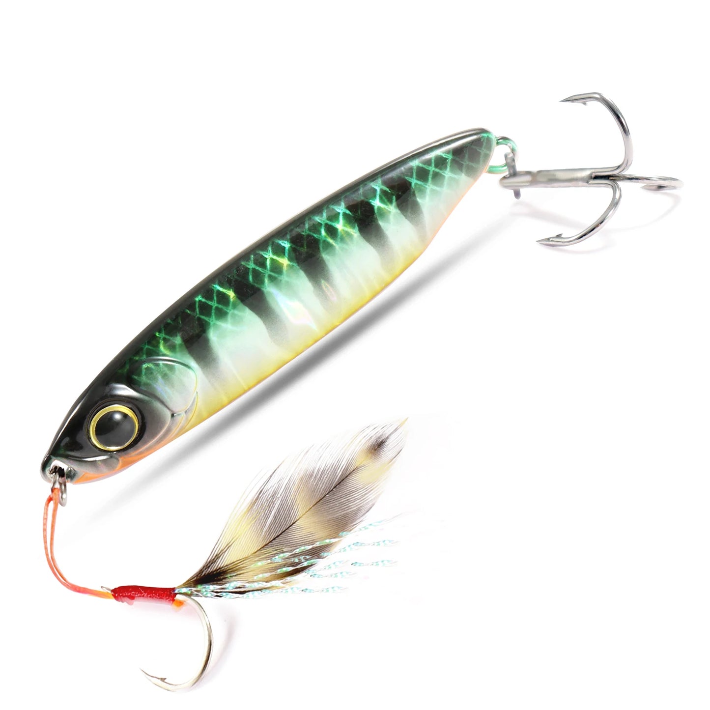Feather Fishing Colorful Carbon Metal Jig Lure Spinning Spoon Artificial Bait Bass Hook of Minnow Sinking Casting Pesca Tackle