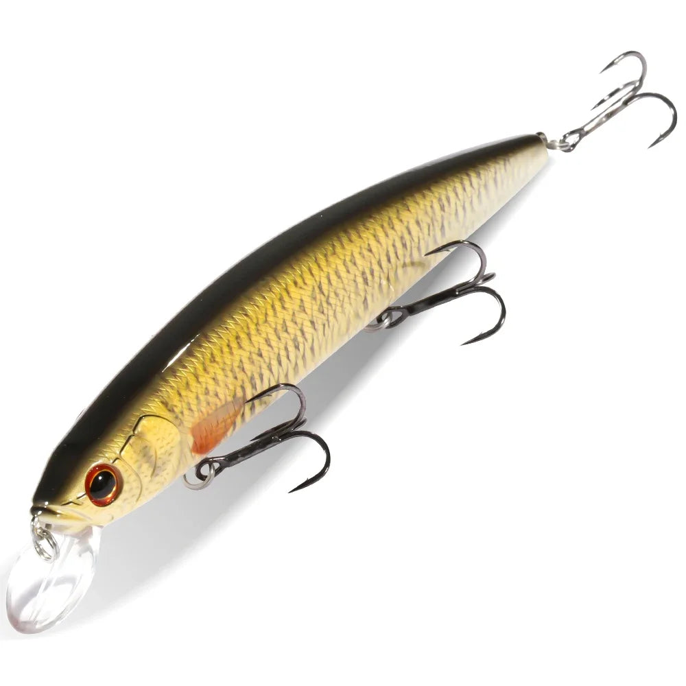 GOBAIT Floating Minnow 14cm 24g Top Water Fishing Lure Weight System HardBait Suspending Wobbler 3 Treble Hooks Jerk Bait 0-1.5m