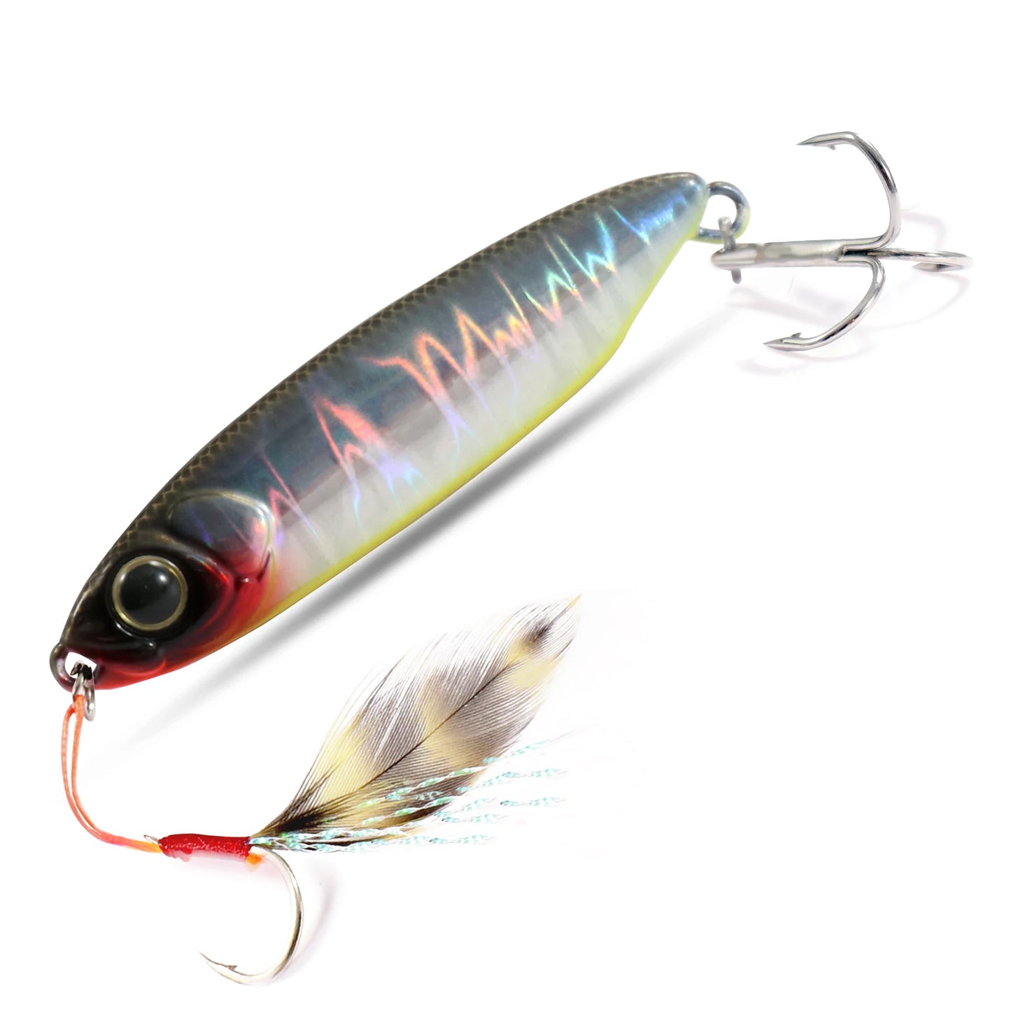 Feather Fishing Colorful Carbon Metal Jig Lure Spinning Spoon Artificial Bait Bass Hook of Minnow Sinking Casting Pesca Tackle