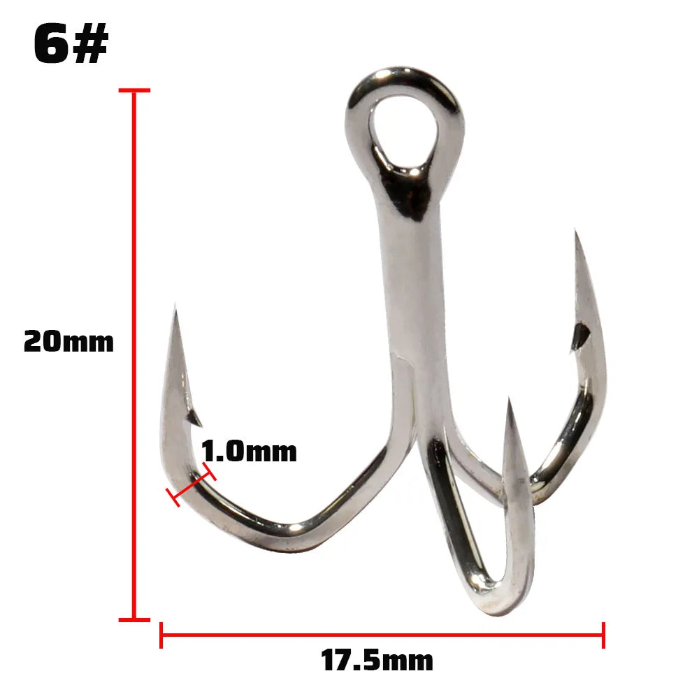 Treble Fishing Hooks – High Strength Barbed Nickel Anti-Rust Hooks, Sizes 2#–12# for Saltwater & Lure Fishing