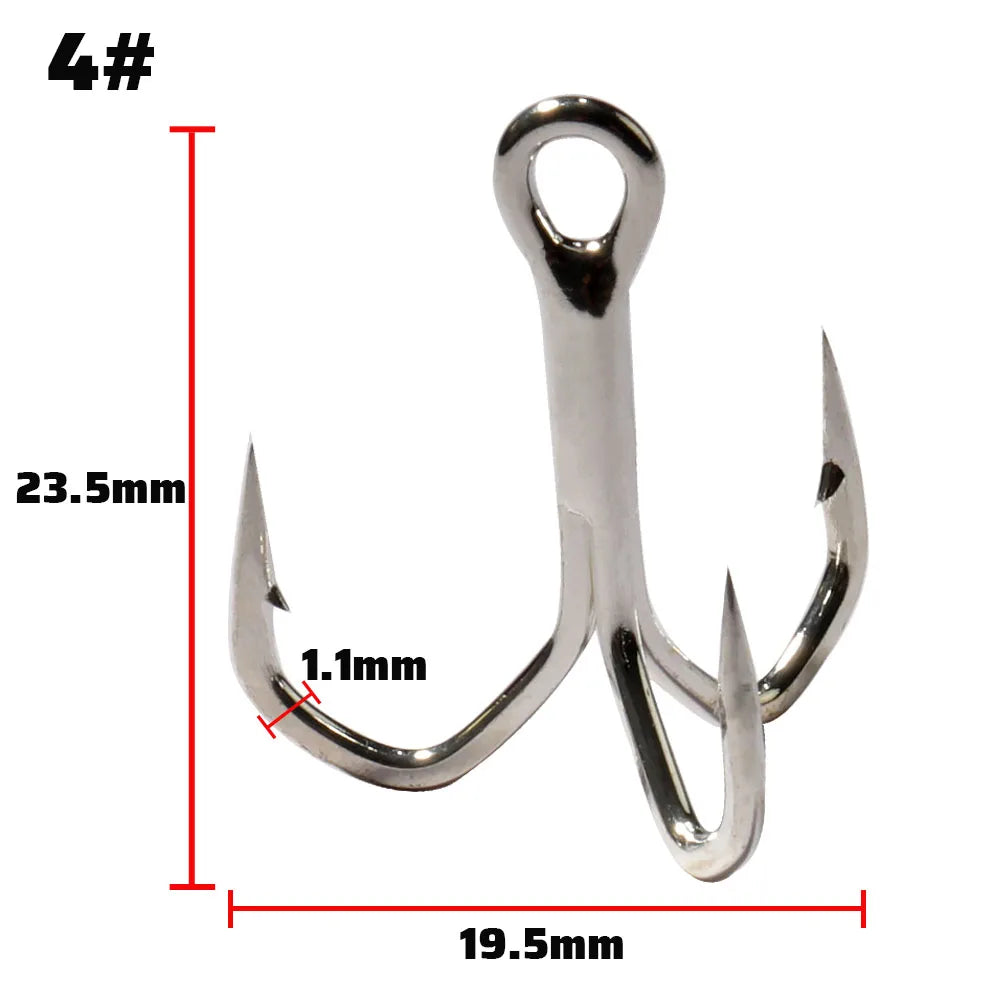 Treble Fishing Hooks – High Strength Barbed Nickel Anti-Rust Hooks, Sizes 2#–12# for Saltwater & Lure Fishing