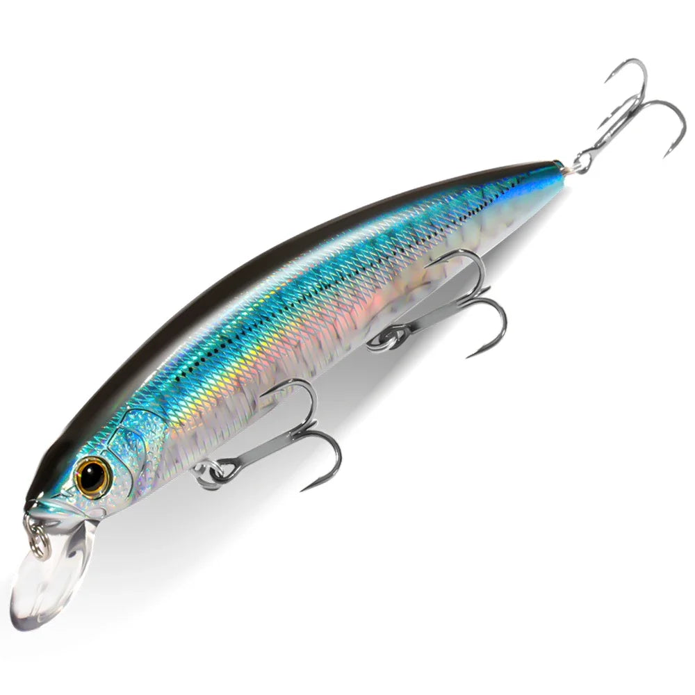 GOBAIT Floating Minnow 14cm 24g Top Water Fishing Lure Weight System HardBait Suspending Wobbler 3 Treble Hooks Jerk Bait 0-1.5m