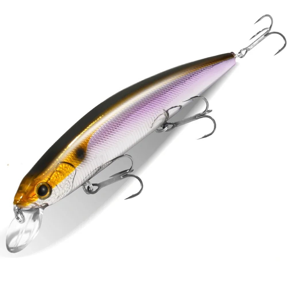 GOBAIT Floating Minnow 14cm 24g Top Water Fishing Lure Weight System HardBait Suspending Wobbler 3 Treble Hooks Jerk Bait 0-1.5m