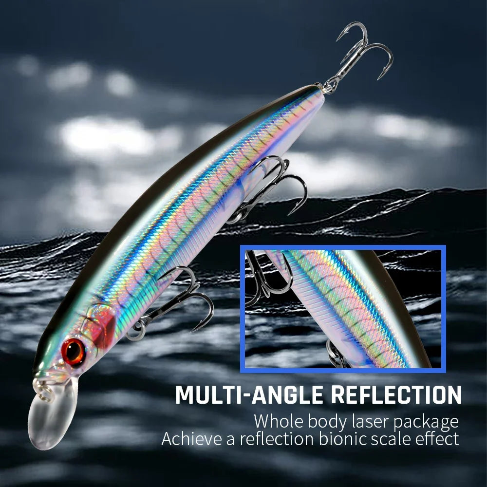 GOBAIT Floating Minnow 14cm 24g Top Water Fishing Lure Weight System HardBait Suspending Wobbler 3 Treble Hooks Jerk Bait 0-1.5m