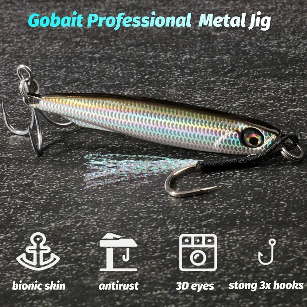 GOBAIT Metal Jig Lure 10g 20 30g 40g Spinner Spoon 3D Eye Color Spinning Fishing Tackle Popper Gear Hook Swimbait Pesca Bait