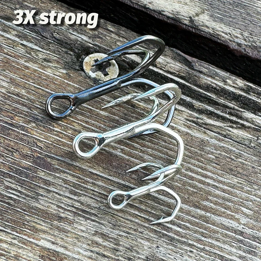 Treble Fishing Hooks – High Strength Barbed Nickel Anti-Rust Hooks, Sizes 2#–12# for Saltwater & Lure Fishing
