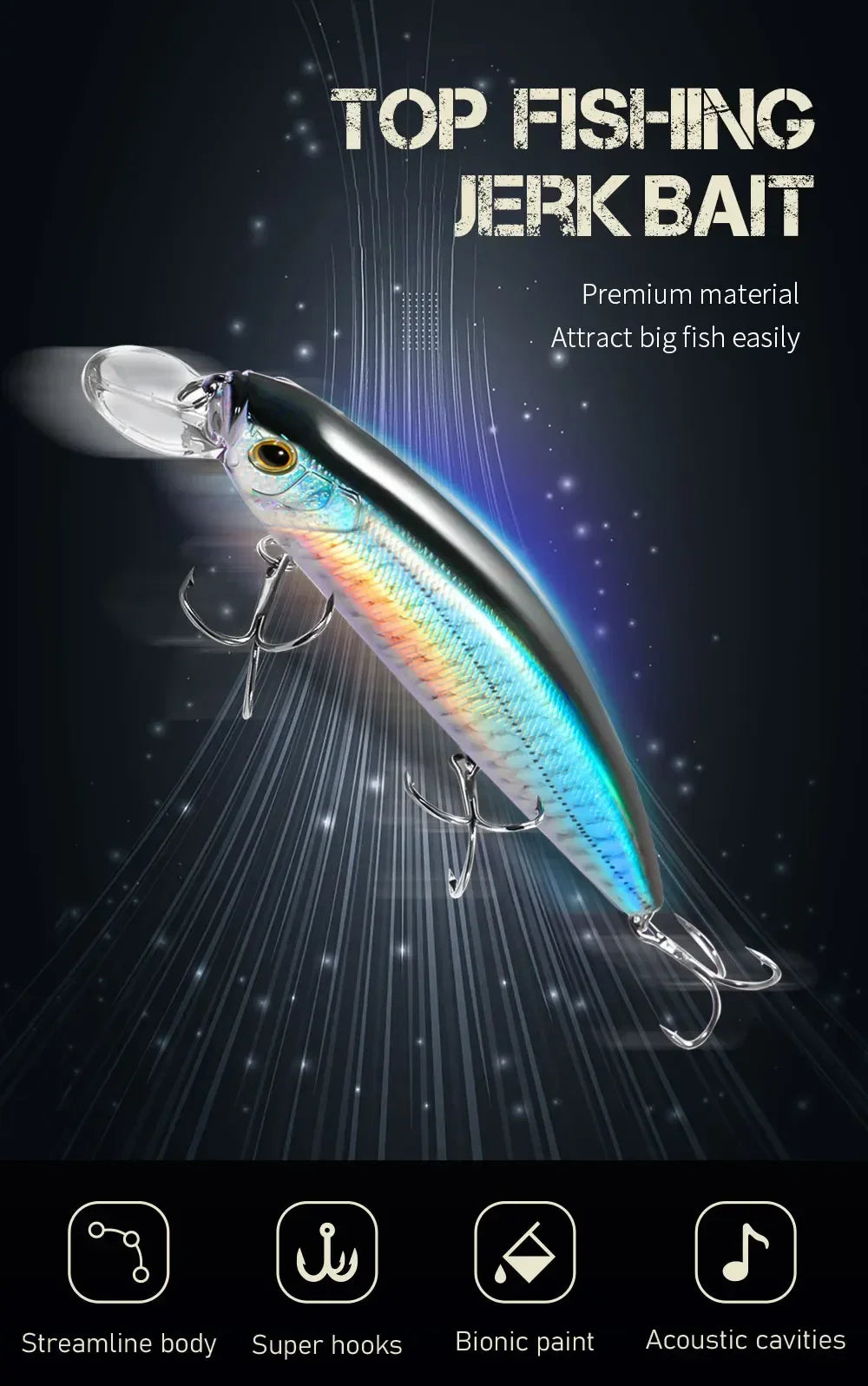 GOBAIT Floating Minnow 14cm 24g Top Water Fishing Lure Weight System HardBait Suspending Wobbler 3 Treble Hooks Jerk Bait 0-1.5m