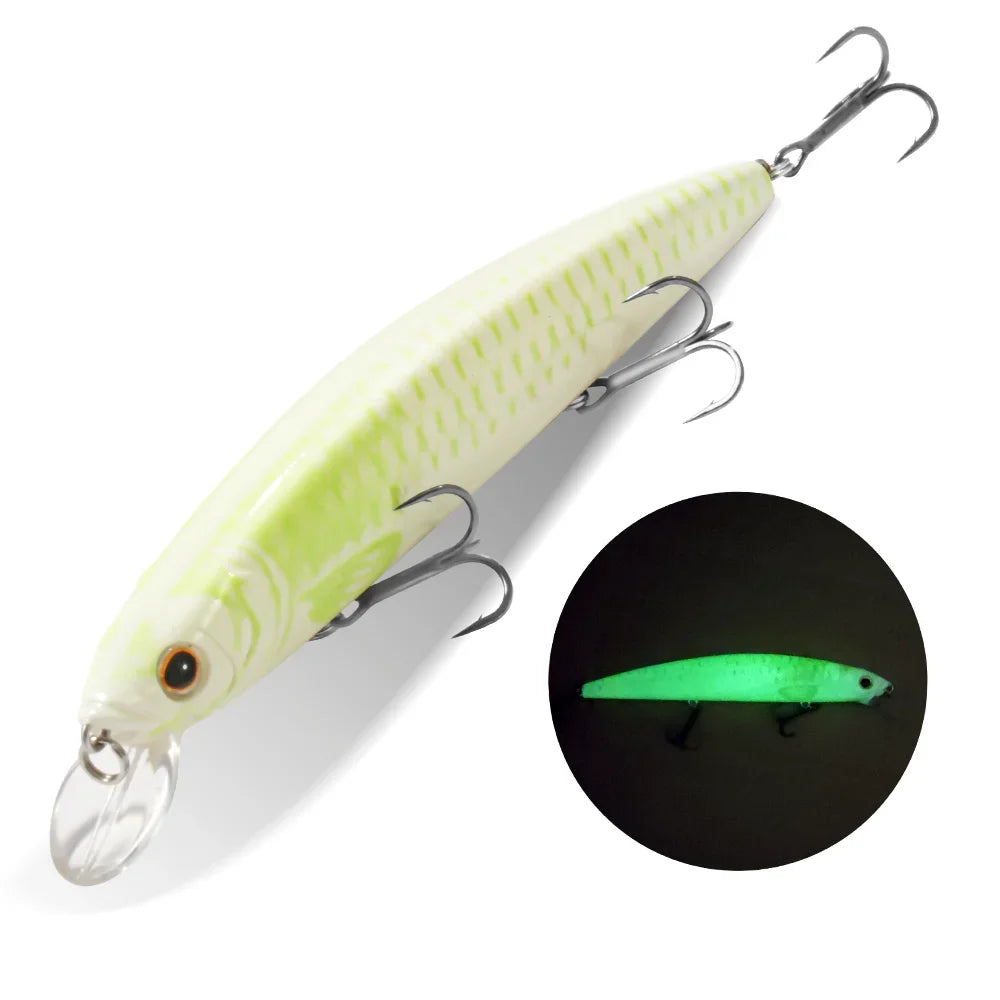GOBAIT Floating Minnow 14cm 24g Top Water Fishing Lure Weight System HardBait Suspending Wobbler 3 Treble Hooks Jerk Bait 0-1.5m