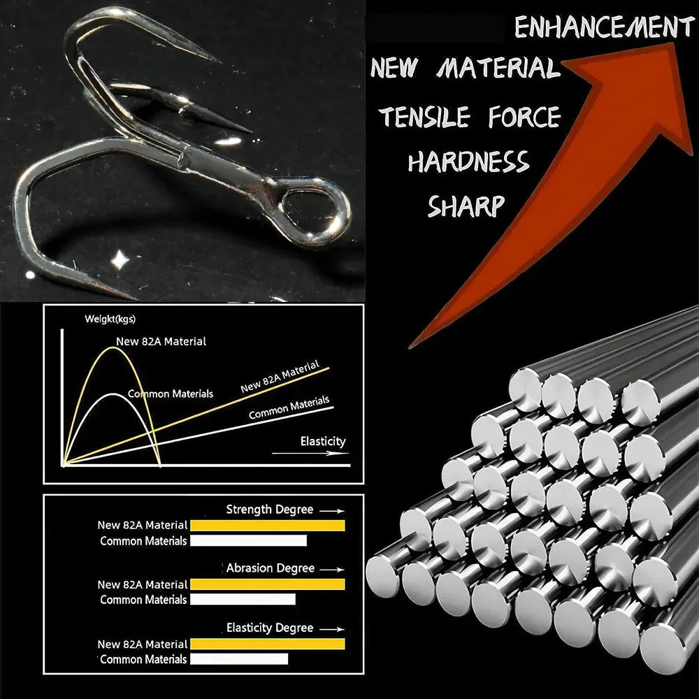 Treble Fishing Hooks – High Strength Barbed Nickel Anti-Rust Hooks, Sizes 2#–12# for Saltwater & Lure Fishing
