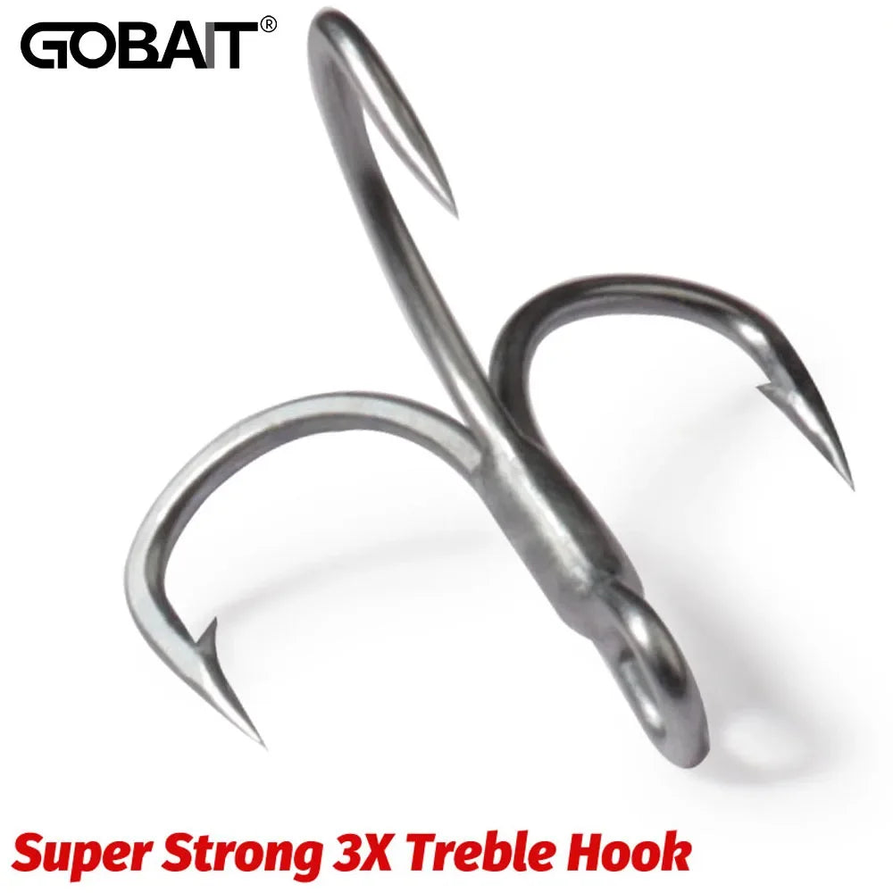 Treble Fishing Hooks – Sharp Barbed High Carbon Steel Hooks with Nickel Anti-Rust Coating, Sizes 2#–10# for Lures & Carp Fishing