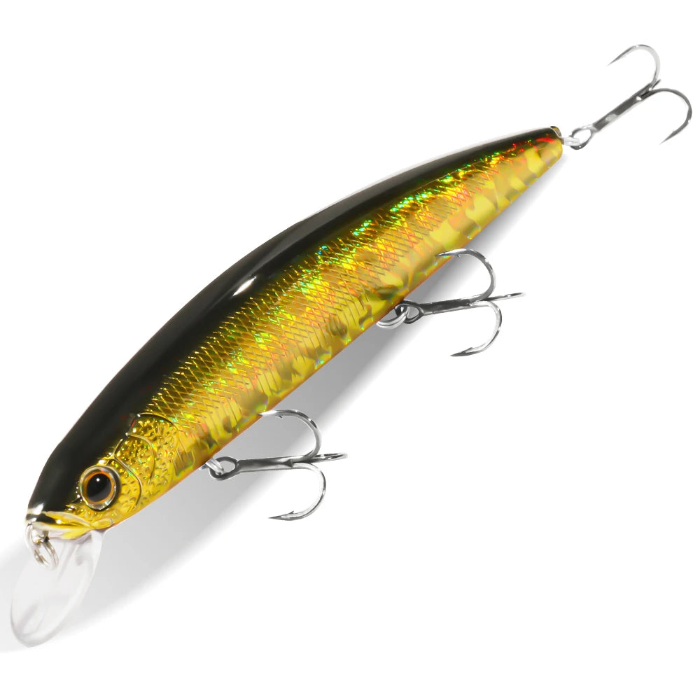 GOBAIT Floating Minnow 14cm 24g Top Water Fishing Lure Weight System HardBait Suspending Wobbler 3 Treble Hooks Jerk Bait 0-1.5m