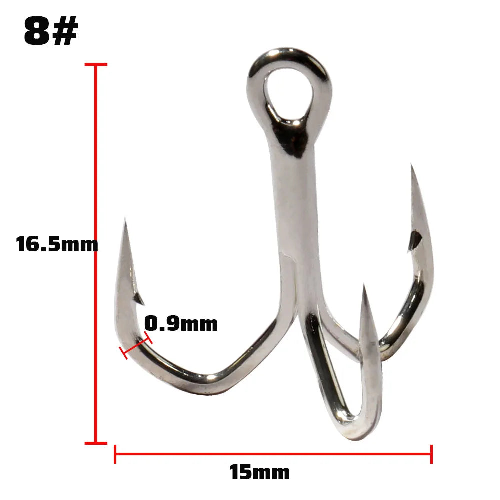 Treble Fishing Hooks – High Strength Barbed Nickel Anti-Rust Hooks, Sizes 2#–12# for Saltwater & Lure Fishing