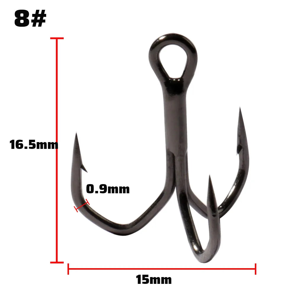 Treble Fishing Hooks – High Strength Barbed Nickel Anti-Rust Hooks, Sizes 2#–12# for Saltwater & Lure Fishing