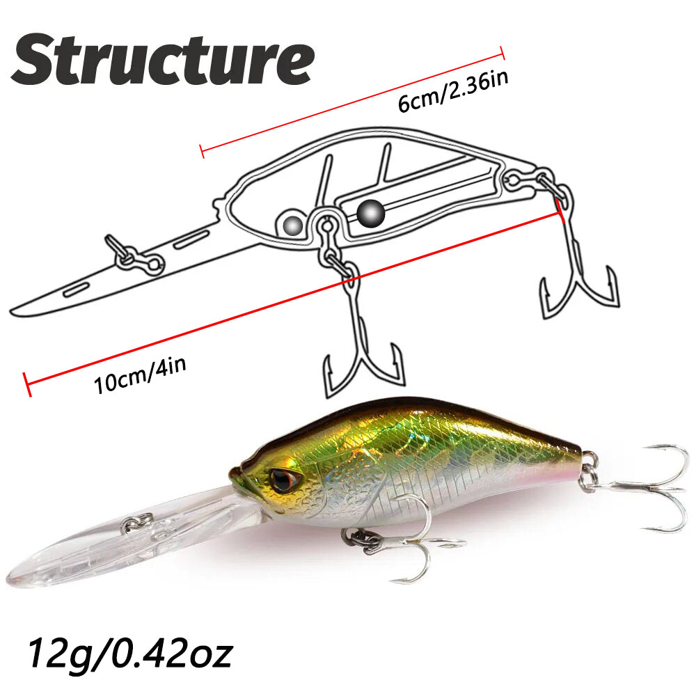 GOBAIT® Deep Diving Crankbait Lure Long Lip Acoustic Rattle System