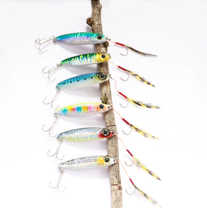 Feather Fishing Colorful Carbon Metal Jig Lure Spinning Spoon Artificial Bait Bass Hook of Minnow Sinking Casting Pesca Tackle
