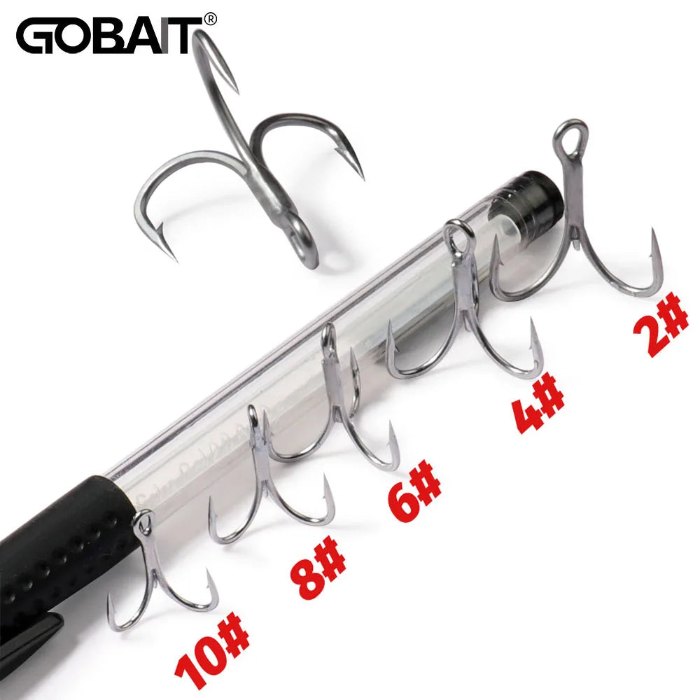 Treble Fishing Hooks – Sharp Barbed High Carbon Steel Hooks with Nickel Anti-Rust Coating, Sizes 2#–10# for Lures & Carp Fishing