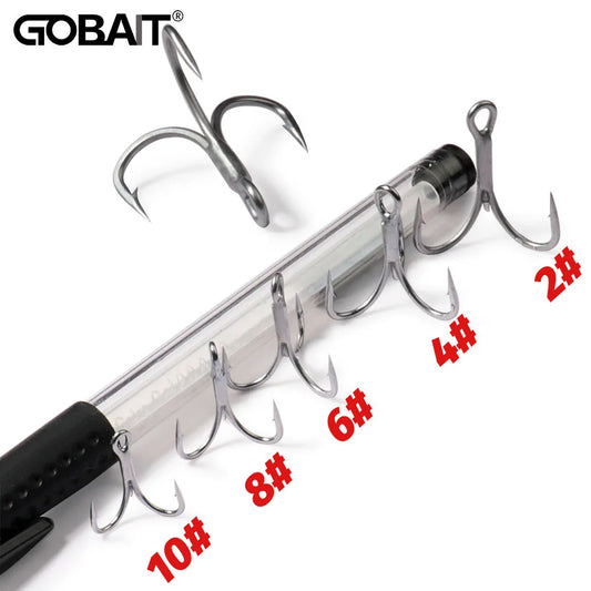 Treble Fishing Hooks – Sharp Barbed High Carbon Steel Hooks with Nickel Anti-Rust Coating, Sizes 2#–10# for Lures & Carp Fishing