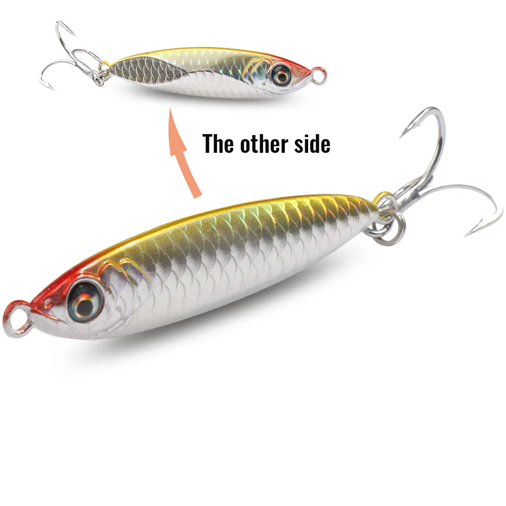 Metal Jig Lure 20g 30g 40g Spinner Spoon 3D Eye Color Laser Overlay Spinning Fishing Tackle Hook Swimbait Pesca Spinnerbait Bait