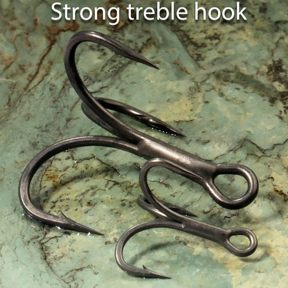 20PCS Teflon Treble Hooks – Sharp Barbed High Carbon Steel Fishing Hooks, Anti-Rust Nickel Coated, Sizes 2#–10# for Lure Fishing