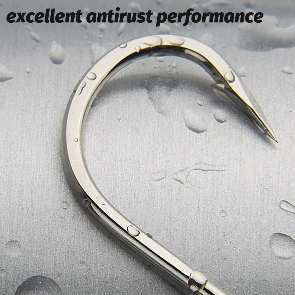 10PCS Heavy-Duty Circle Fishing Hooks – 1/0 to 7/0 Barbed Steel Alloy Big Fish Hooks, Anti-Rust & Ultra Sharp for Tuna & Saltwater Fishing