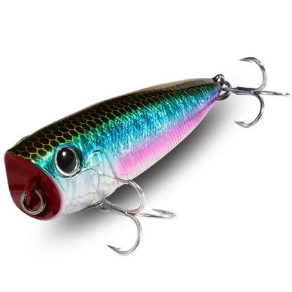 Top Water Popper 8g 6.5cm Lure Steel Ball Copper Ballast Balance Pesca Wobbler Floating Minnow Hook Tackle Rattle Cranbait Bait