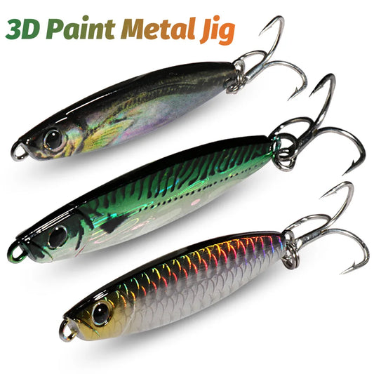 Metal Fishing Lure 10g 15g 20g Shore Cast Hook Swimbait Spoon Jig Artificial Bait Laser Cover Pike Trout Pesca Spinning Tackle
