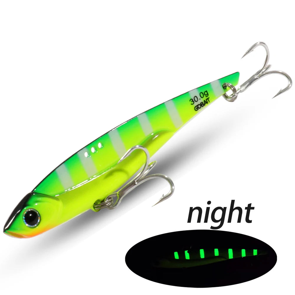 VIB Fishing Lure 20g 25g 30g Metal Jig Sinking Big Blade Long Cast Treble Hooks Spinner Spoon VIBRATION Tackle Pesca Hard Bait