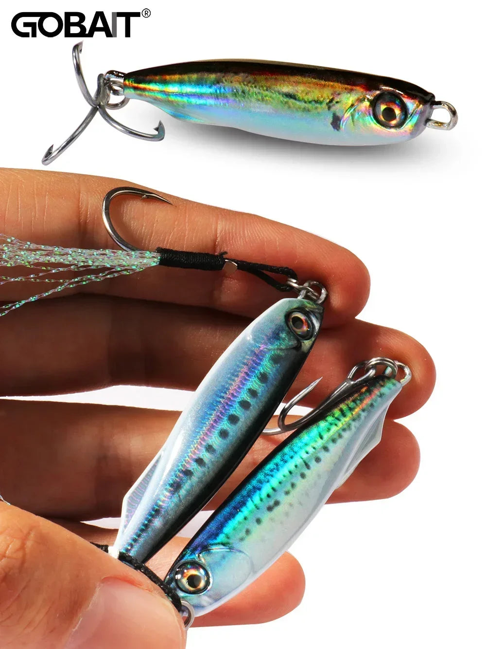 GOBAIT Metal Jig Lure 10g 20 30g 40g Spinner Spoon 3D Eye Color Spinning Fishing Tackle Popper Gear Hook Swimbait Pesca Bait