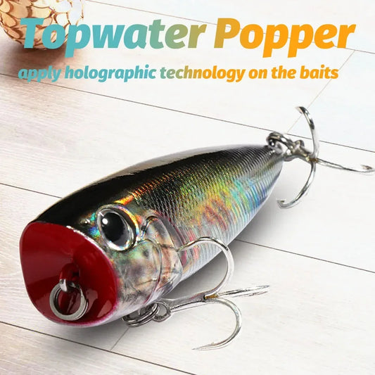 Top Water Popper 8g 6.5cm Lure Steel Ball Copper Ballast Balance Pesca Wobbler Floating Minnow Hook Tackle Rattle Cranbait Bait