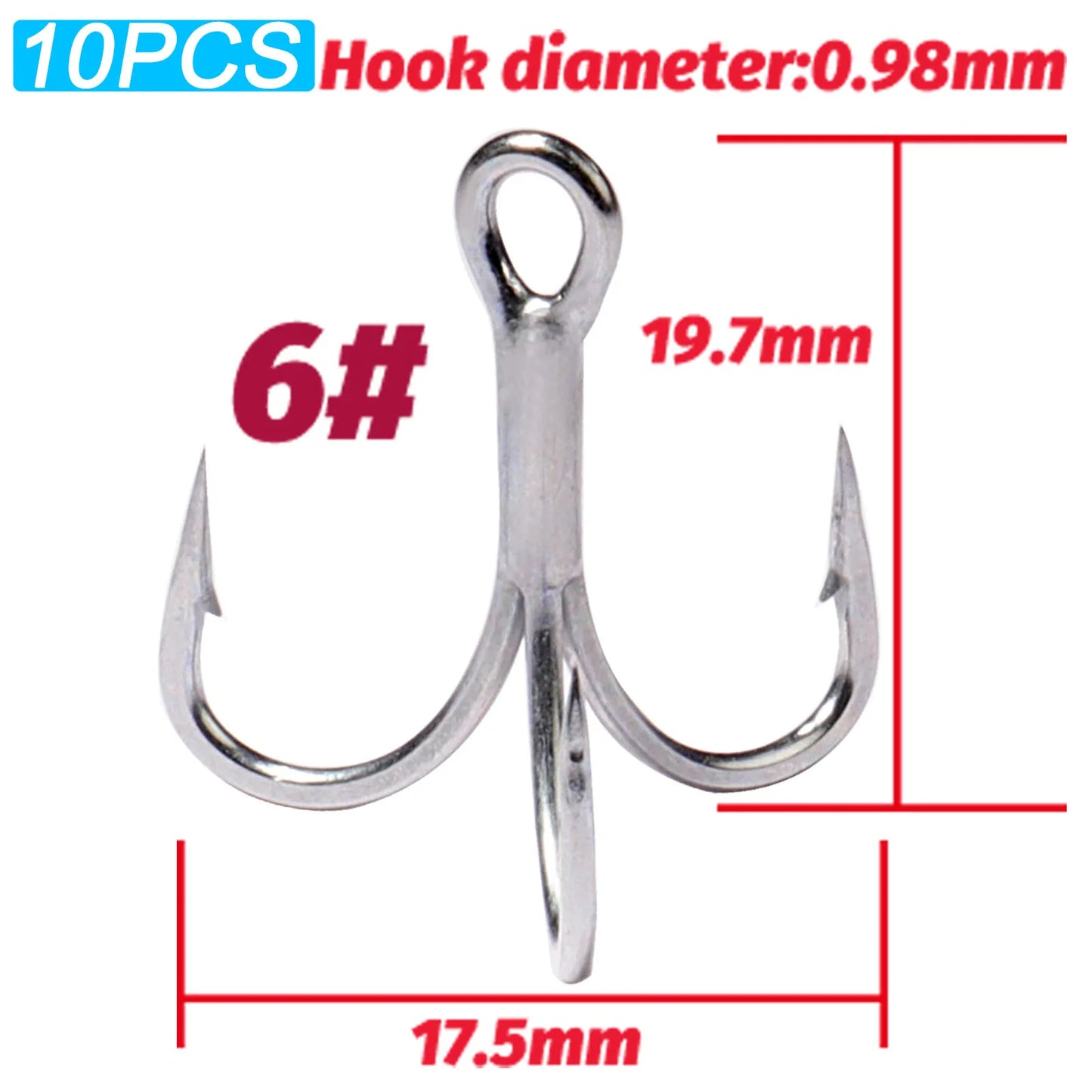 Treble Fishing Hooks – Sharp Barbed High Carbon Steel Hooks with Nickel Anti-Rust Coating, Sizes 2#–10# for Lures & Carp Fishing