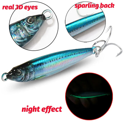 Metal Jig Lure 20g 30g 40g 3D Printed Fast Sinking  Fishing Tackle Blade Hook Swimbait Pesca VIB Bait