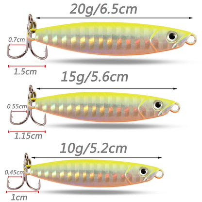 Metal Fishing Lure 10g 15g 20g Shore Cast Hook Swimbait Spoon Jig Artificial Bait Laser Cover Pike Trout Pesca Spinning Tackle