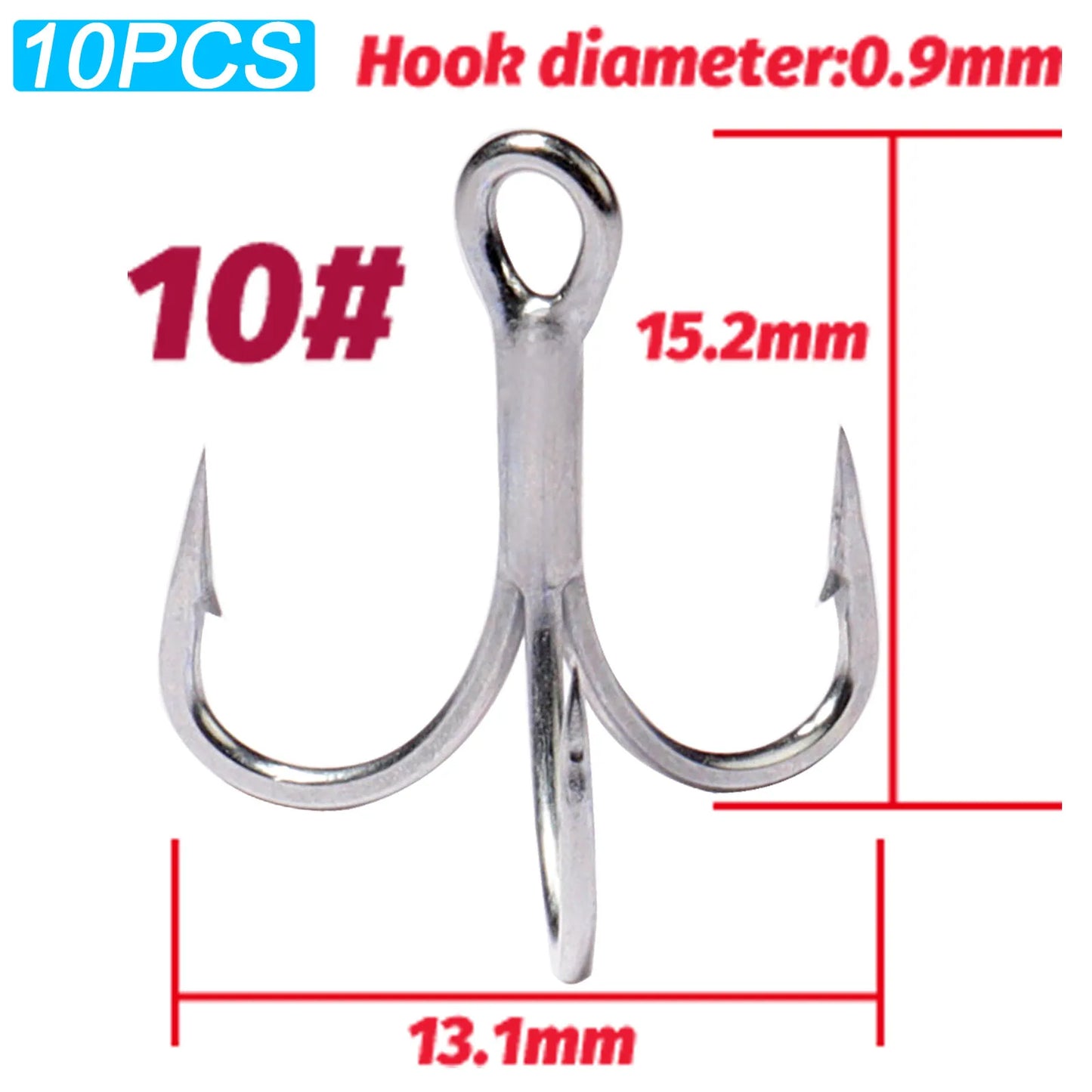 Treble Fishing Hooks – Sharp Barbed High Carbon Steel Hooks with Nickel Anti-Rust Coating, Sizes 2#–10# for Lures & Carp Fishing