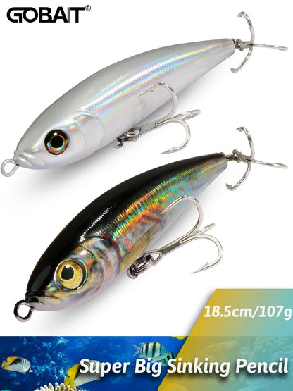 Big Sinking Pencil Lure 107g 18.5cm Fishing Jerkbait Hook Tuna Pesca Tackle Swimbait Cast Deep Floating Minnow Silicone Bait