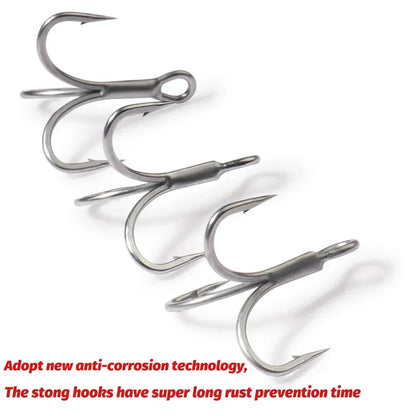 Treble Fishing Hooks – Sharp Barbed High Carbon Steel Hooks with Nickel Anti-Rust Coating, Sizes 2#–10# for Lures & Carp Fishing