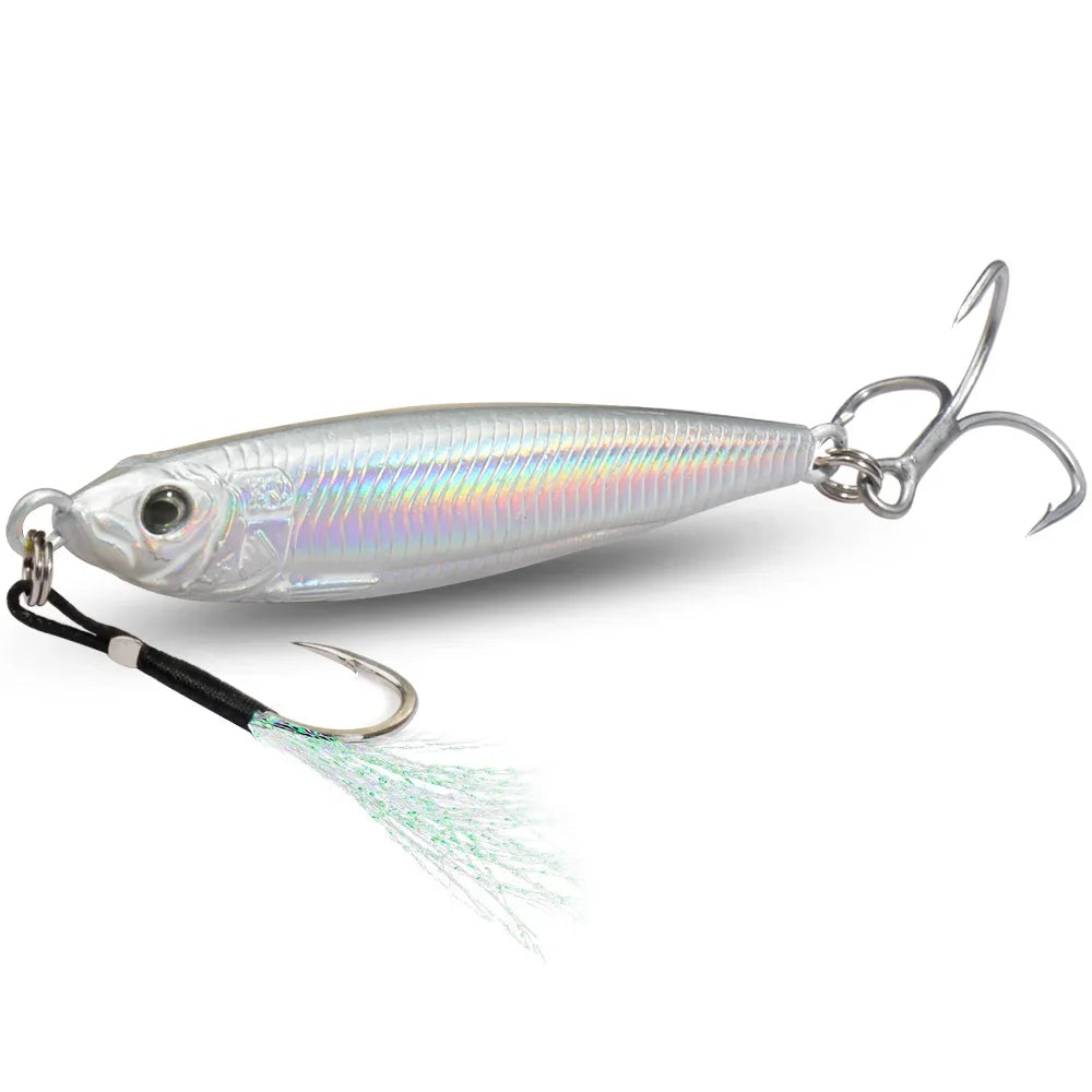 Metal Jig Lure 20g 30g 40g 3D Printed Fast Sinking  Fishing Tackle Blade Hook Swimbait Pesca VIB Bait