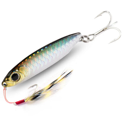 Feather Fishing Colorful Carbon Metal Jig Lure Spinning Spoon Artificial Bait Bass Hook of Minnow Sinking Casting Pesca Tackle