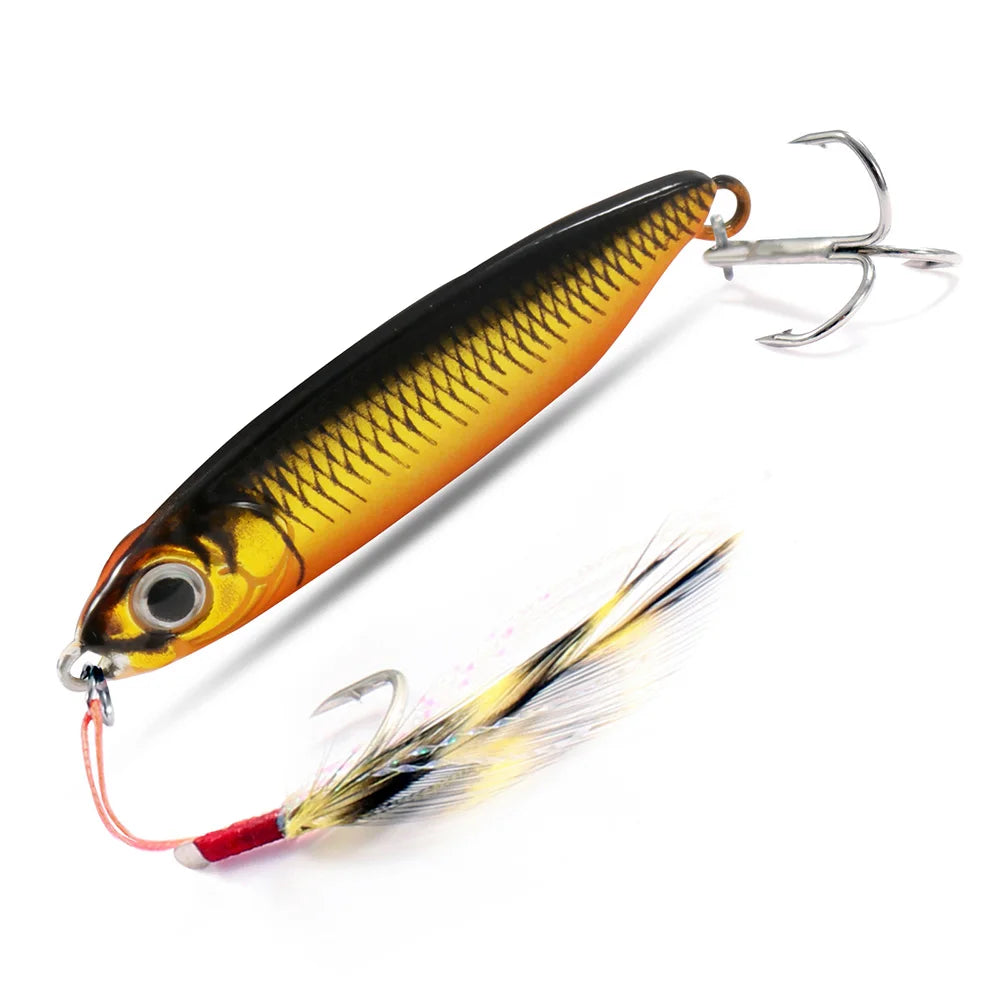 Feather Fishing Colorful Carbon Metal Jig Lure Spinning Spoon Artificial Bait Bass Hook of Minnow Sinking Casting Pesca Tackle