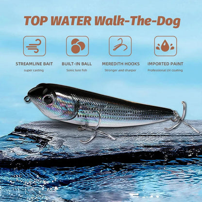 Walk The Dog Topwater Fishing Lure 15g 11cm Floating Pencil Bait 3D Swimbait Hook Popper Pesca Wobbler Minnow Gear Crankbait
