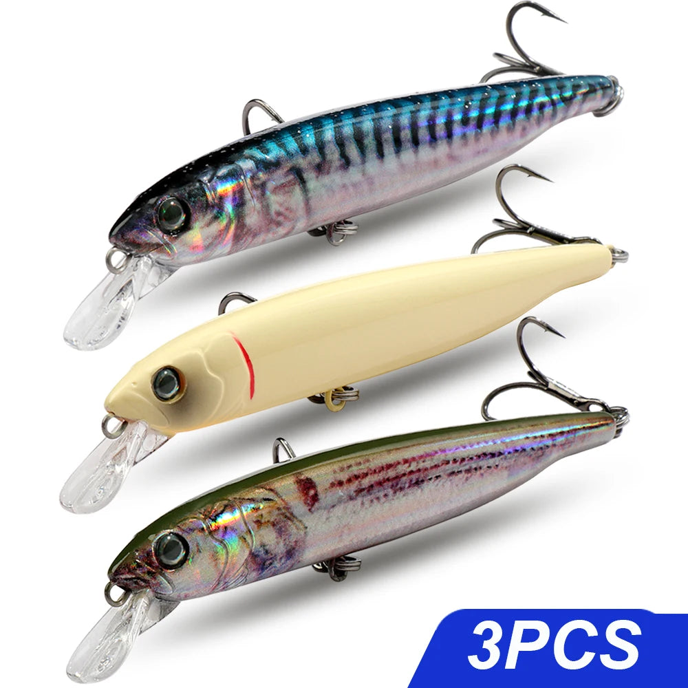 Suspend Fishing Lure 10g 10.2cm Minnow Treble Hooks Swimbait Kit Fishing Tackle Wobbler Rattle Cranbait Bait Pesca Jerkbaits