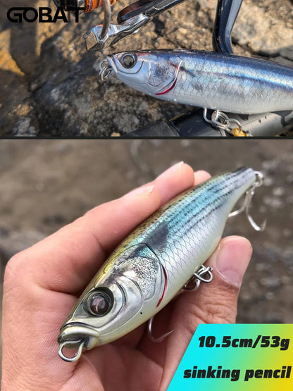 Sinking Pencil Lure 53g 10.5cm Popper Saltwater Hook Swimbait Pesca Plopper Long Cast Whopper Sea Fishing Crankbait Silicon Bait