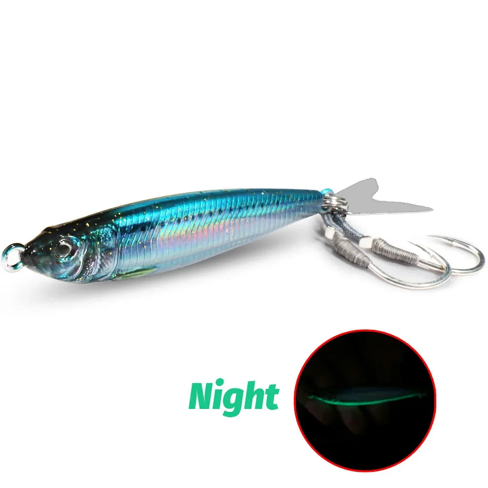 Metal Jig Lure 20g 30g 40g 3D Printed Fast Sinking  Fishing Tackle Blade Hook Swimbait Pesca VIB Bait