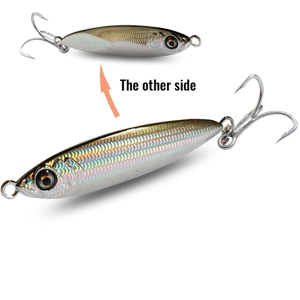 Metal Jig Lure 20g 30g 40g Spinner Spoon 3D Eye Color Laser Overlay Spinning Fishing Tackle Hook Swimbait Pesca Spinnerbait Bait