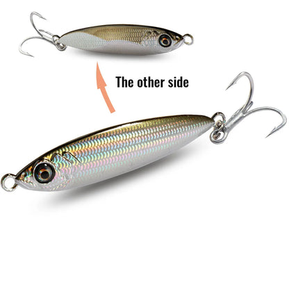 Metal Jig Lure 20g 30g 40g Spinner Spoon 3D Eye Color Laser Overlay Spinning Fishing Tackle Hook Swimbait Pesca Spinnerbait Bait