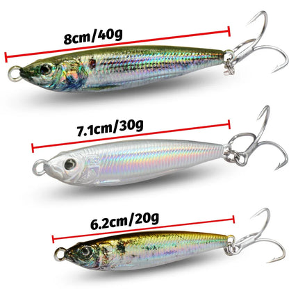 Metal Jig Lure 20g 30g 40g 3D Printed Fast Sinking  Fishing Tackle Blade Hook Swimbait Pesca VIB Bait