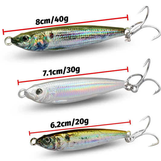Metal Jig Lure 20g 30g 40g 3D Printed Fast Sinking  Fishing Tackle Blade Hook Swimbait Pesca VIB Bait